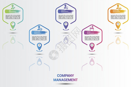 企业5S图表公司管理图标矢量图 带有可编辑文本的 5 个彩色步骤信息模板风险职业项目金融团队合伙合作员工战略服务插画