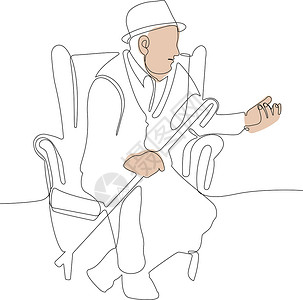 老人膝盖疼使用智能手机穿浴袍的成年男子插画