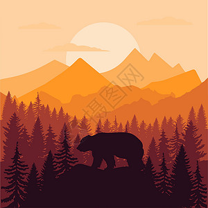 安纳普尔山林地背景纹理无缝模式 棕熊灰熊EPS(EPS)设计图片