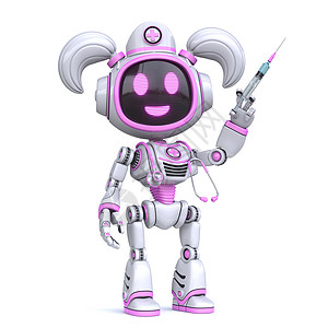 康复机器人可爱的粉红女孩机器人护士3D背景