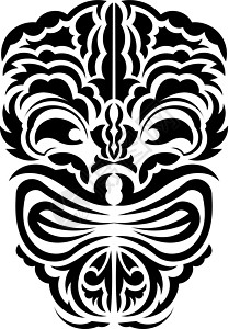 模式面罩 传统图腾符号 毛利人风格 白背景孤立的矢量插图热带羽毛古董艺术打印上帝面具装饰品神话文化夏威夷高清图片素材