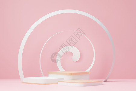 粉色数字舞台3d 渲染抽象显示平台平台 用于产品展示和广告 简洁设计的最小场景背景 用于模拟的空置基座 具有柔和色彩的空舞台 用于化妆品风格背景