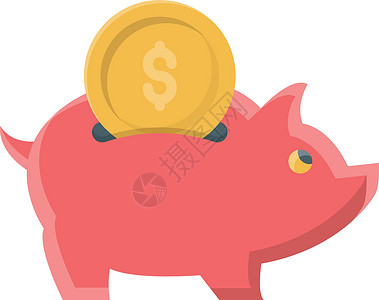 小猪货币银行贷款投资白色硬币现金储蓄经济插图背景图片