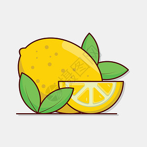 柠檬黄色水果食物蔬菜叶子营养插图资产背景图片