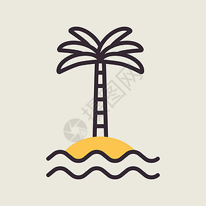 海浪矢量 ico 岛上的热带棕榈天堂椰子海景海洋假期旅行异国海滩海岸情调背景图片