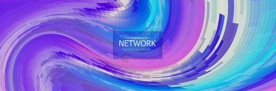 紫色的抽象网络未来背景 矢量现代封面 有彩色线条和电线 波数字蓝色运动背景 笑声速度科学插图辉光活力数据光学粒子金属互联网赛博高清图片素材