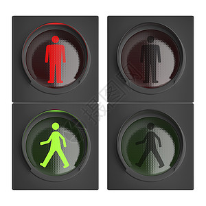 两套行人交通灯红色的高清图片素材