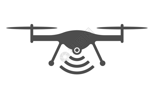 多旋翼无人机在白色背景上孤立的四轴飞行器矢量图标 用于网络 移动应用程序和用户界面设计的四轴飞行器平面图标 带电波股票矢量图的直升机插画