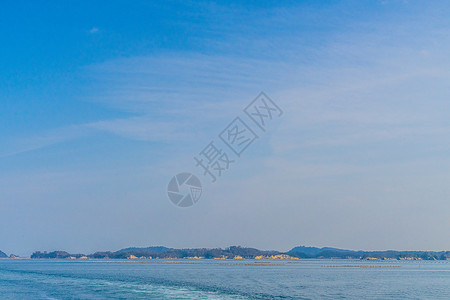 Matsushima日本三视图 从观光船出发海洋蓝天土地好天气背景