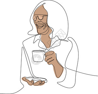 普洱老茶年长妇女饮酒插画