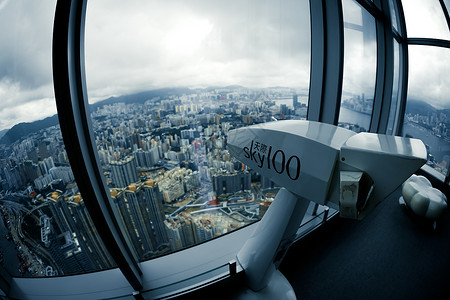 中国省级行政区SKY100天文台香港摩天大楼建筑高楼窗台天文建筑群商业窗框框架景点背景