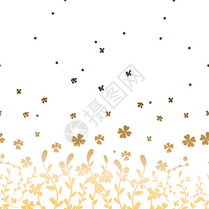 别苑花卉矢量艺术无缝图案 边框 夏天 金色的草甸花朵在白色背景下被隔绝 黄色 粉红色 淡紫色的紫苑 菊花 树枝和树叶插画