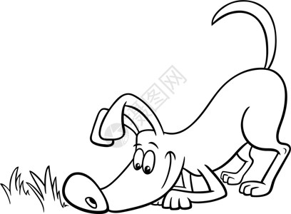 卡通嗅探狗狗动物性格彩色书页高清图片