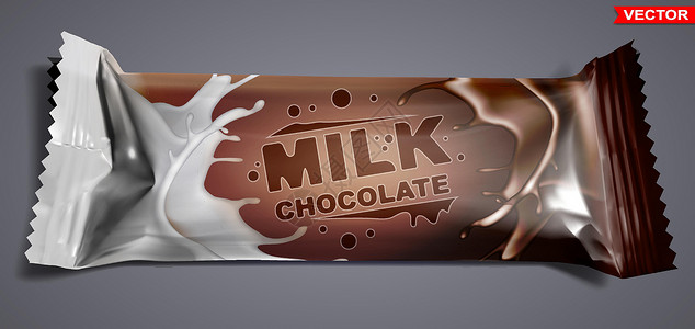 巧克力奶奶巧克力棒的聚乙烯病媒包件包装聚合物零售牛奶食物小吃巧克力包装纸塑料商品插画