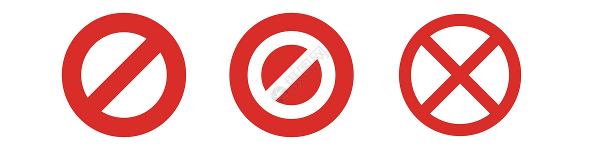 禁令和规章 一组停车标志和交叉标记图标 矢量高清图片
