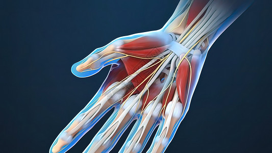 手臂麻木皮肤隧道综合症CTS 麻木 发痒和手腕疼痛药品外科解剖学保健身体扫描骨骼诊所皮肤状况背景