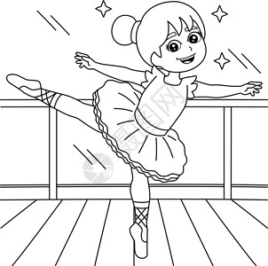 儿童舞蹈芭蕾舞女女孩彩色页面背景图片