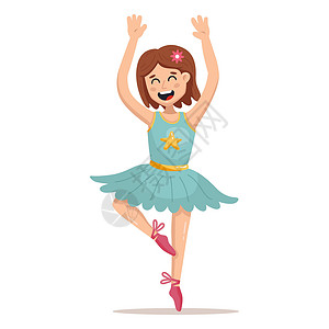 芭蕾舞动作女孩穿短裙的年轻女孩跳舞芭蕾舞插画