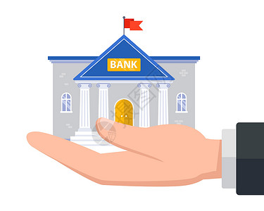 联邦持有银行大楼的手头 提供财务服务设计图片