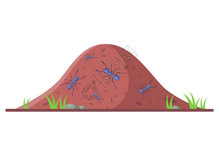 白蚁白底带小蚂蚁的山丘设计图片