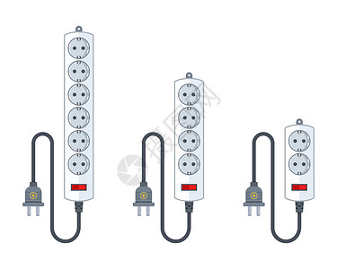 成套电气家用电器的电源延伸线 一套不同的伸展长度 可按以下方式使用插画
