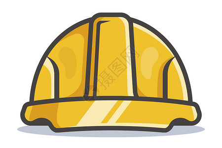 安全帽标识黄色建筑头盔工人工厂工作安全帽帽子矿业工程修理工验船师技术员插画