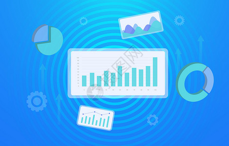 数据营销的经营理念 数字媒体分析技术 带有图形和图表的广告活动数据报告背景图片