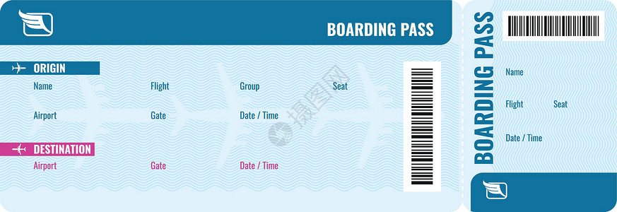 临时通行证登机通行证模板 飞机票 运输卡设计图片