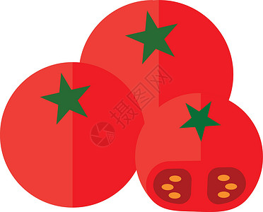 番茄堆 全盘和切开的蔬菜 美味新鲜食品插画