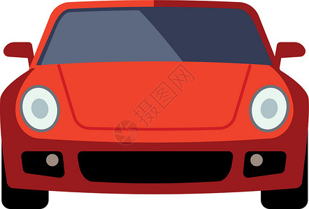 红色双条车红色汽车图标 高速运动车前视图插画