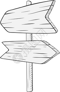 木制指路牌空白方向指针 木箭头线性风格的标志牌设计图片