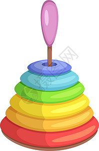 金字塔思维金字塔玩具 用于儿童教育的棍子拼图上的颜色环插画