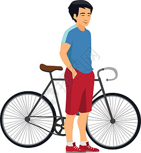 超速行驶骑自行车的站着男孩 骑脚踏车的快乐孩子插画