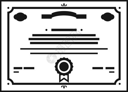 认证证书证书线图标 教育文凭黑色符号 包括设计图片