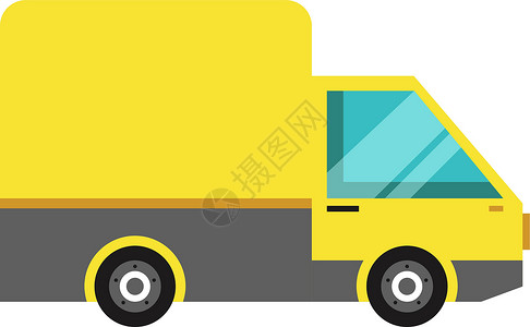 箱式卡车图标 黄色立方体货运背景图片