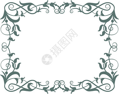 对称藤蔓边框花丝框架 复古巴洛克式边框 装饰长方形设计图片