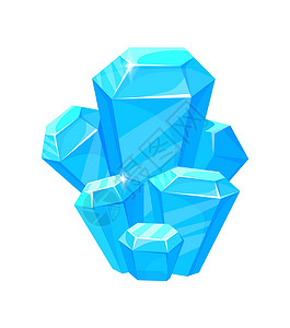 水晶梨蓝色蓝宝石 水晶石 宝石魔法宝石 卡通矢量图插画