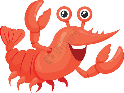 野生海鲜龙虾 卡通动物 有趣的海洋食物插画
