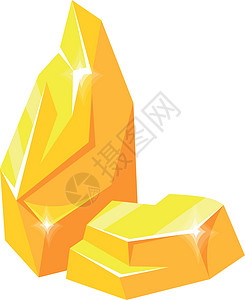 掘金金石矿 采矿金块用于游戏采矿 卡通矢量图标插画