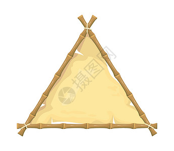 门形展架三角竹形标志 用于 Vietnam 签名板 矢量插图的带绳子的木头插画