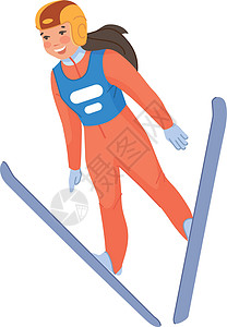 女孩滑雪速降女孩跳雪滑雪 极尽的雪运动 快乐的性格设计图片