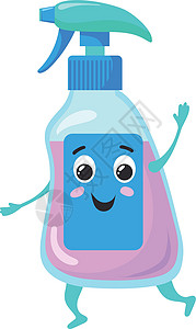 丢肥皂表情可爱的笑着清洁洗涤剂瓶子插画