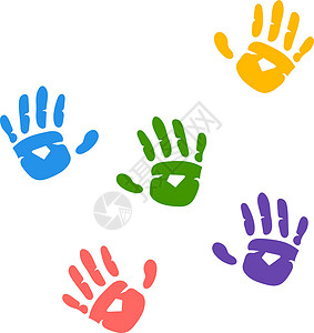 绘画儿童手印彩虹颜料的图纸高清图片