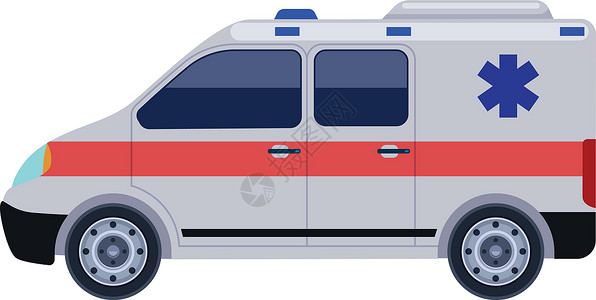紧急播报救护车侧面视线 医疗救护车 辅助运输插画