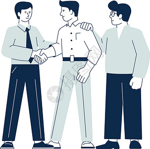 雇主办公室员工握手 快乐的People 成功协议设计图片