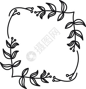 Floral 方形框 装饰性陈年树枝角背景图片