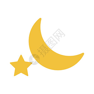 新月月和恒星图标 夜空图标 矢量太阳星星插图天气月亮背景图片