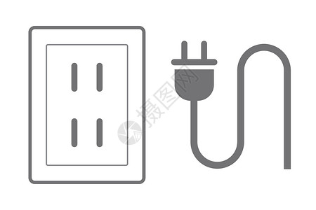 电源插座一组电源图标和闭锁插座 矢量插画