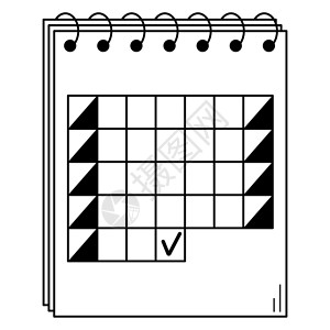 黑色日历手画日历为其中一个月开放 用于规划重要活动的工具插画
