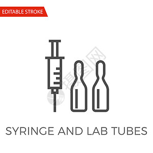 labSyringe 和 Lab Tubes 矢量图标化学治疗插图玻璃药品健康科学管子胶囊图表插画